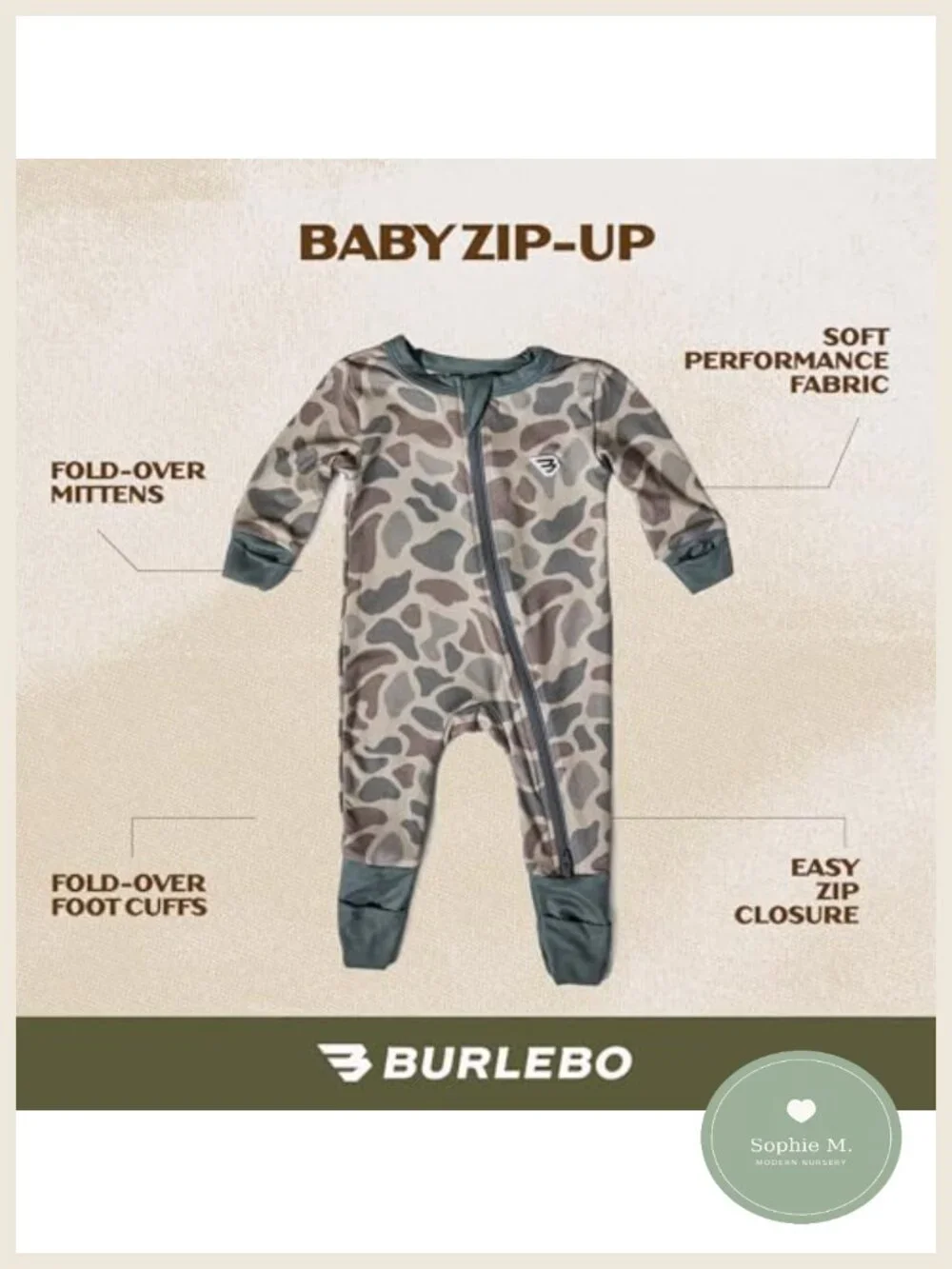 Baby Zip-Up Footie Romper with Fold-Over Cuffs Long Sleeve